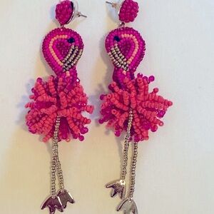 Baublebar Flamingo beaded dangle statement earrings in bright pink